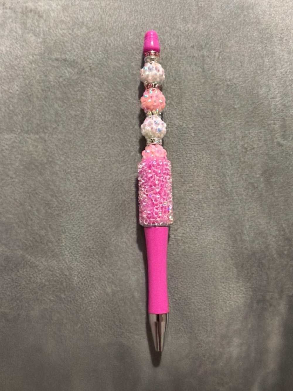 Pink Beaded Crystal Accent Ballpoint Pen